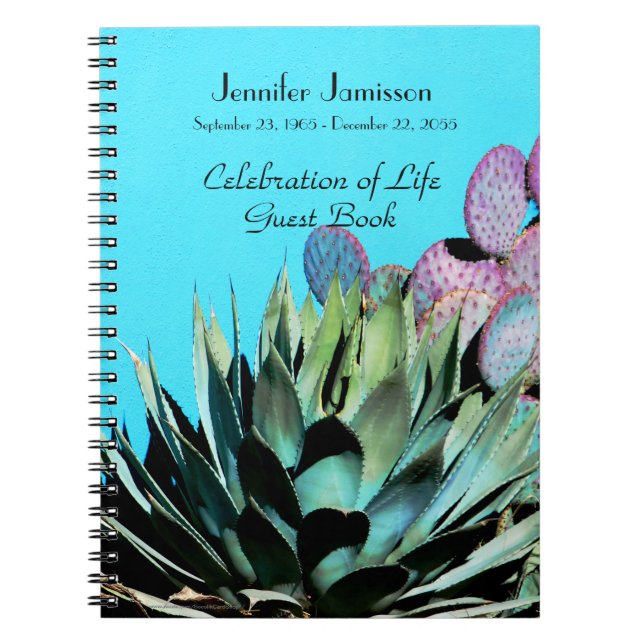Celebration of Life Guest Book, Agave and Cactus Notebook (Front)