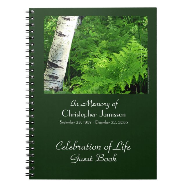 Celebration of Life Guest Book, Aspen and Ferns Notebook (Front)
