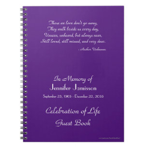 Celebration of Life Guest Book CHOOSE YOUR COLOR