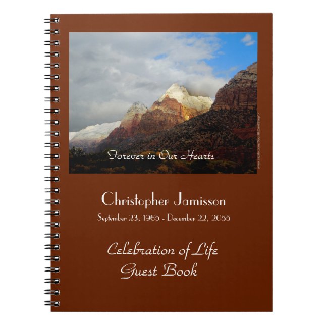 Celebration of Life Guest Book Mountains Clouds (Front)