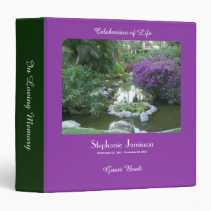 Celebration of Life Guest Book, Purple Flowers Binder