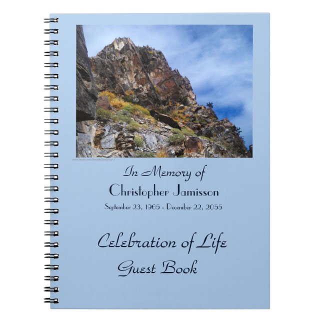 Celebration of Life Guest Book, Rugged Mountains Notebook (Front)