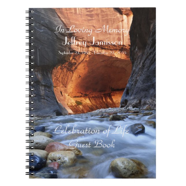 Celebration of Life Guest Book, Zion Narrows Notebook (Front)