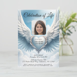 Celebration of Life - Heart and Wings Invitation