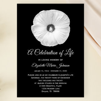 Celebration of Life Hibiscus Floral Memorial Invitation