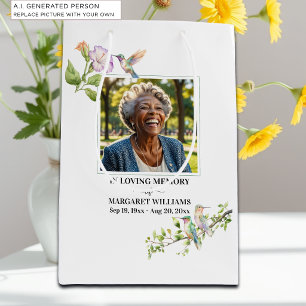 Celebration Of Life Hummingbirds Floral Keepsake Medium Gift Bag
