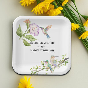 Celebration Of Life Hummingbirds Floral Paper Plate