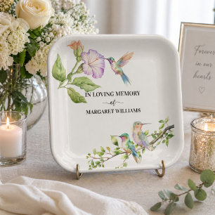 Celebration Of Life Hummingbirds Floral  Paper Plate