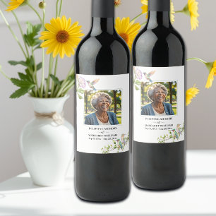 Celebration Of Life Hummingbirds Floral  Wine Label