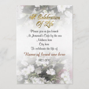 Celebration of life Invitation babies breath
