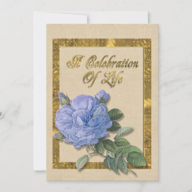 Celebration of life Invitation blue rose (Front)