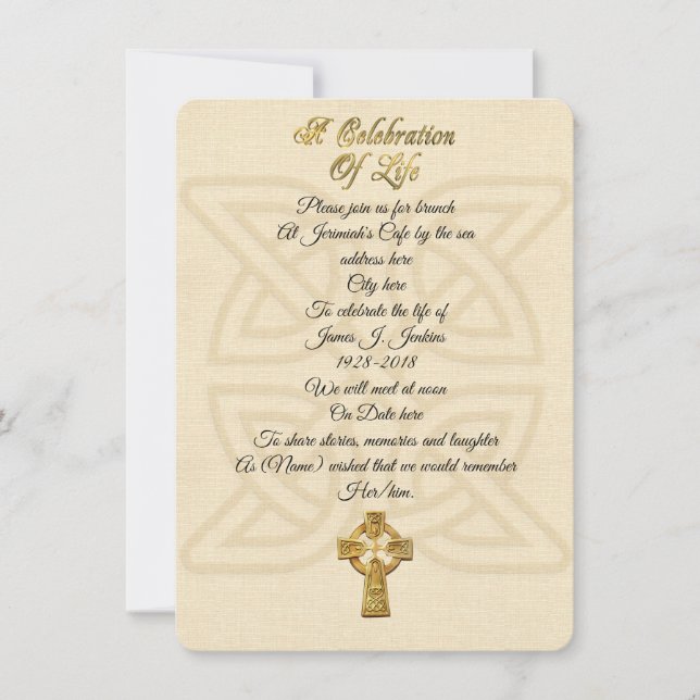 Celebration of life Invitation Celtic knot & cross (Front)