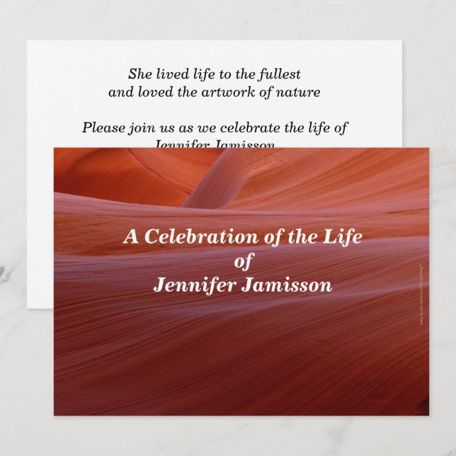 Celebration of Life Invitation Golden Canyon Swirl (Front/Back)