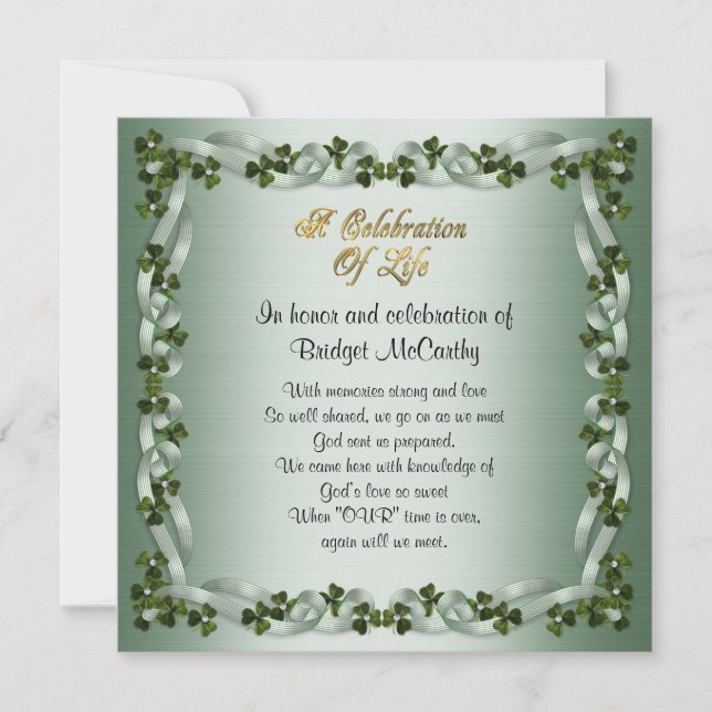 Celebration of life Invitation Irish Background (Front)