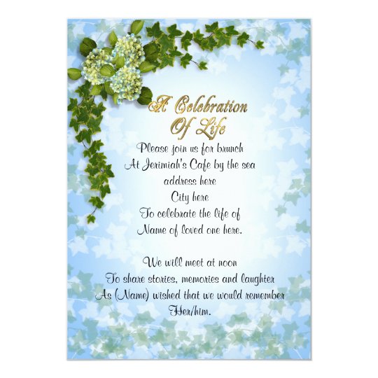 celebration of life invitation ivy and flowers zazzle ca memorial announcement template