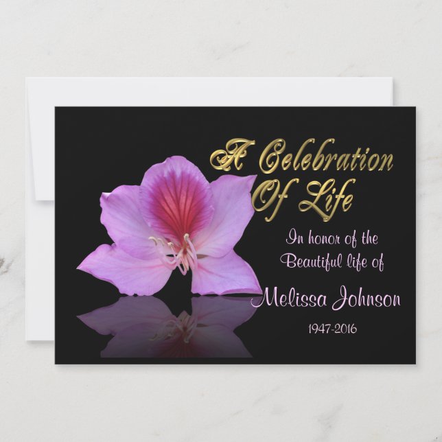 Celebration of life Invitation lavender orchid (Front)