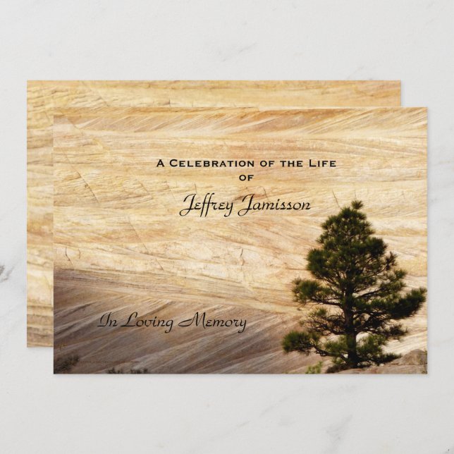 Celebration of Life Invitation, Light Brown Stone Invitation (Front/Back)