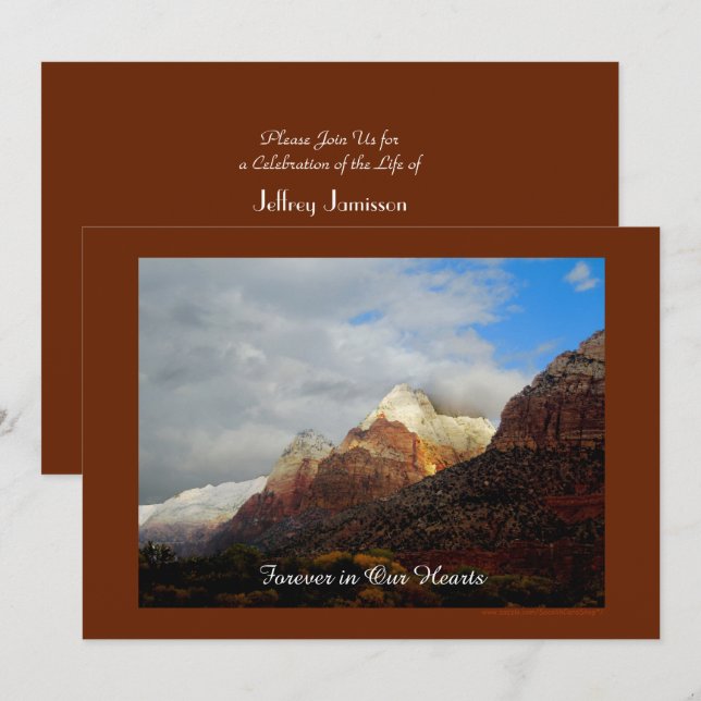Celebration of Life Invitation, Mountains, Clouds Invitation (Front/Back)