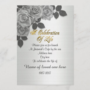 Celebration of life Invitation roses
