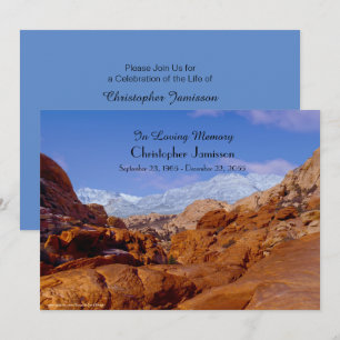 Celebration of Life Invitation Snow on Red Rocks