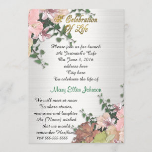 Celebration of life Invitation Spring Floral