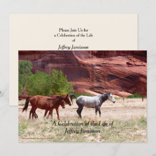 Celebration of Life Invitation, Three Horses Invitation