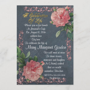 Celebration of life Invitation vintage roses