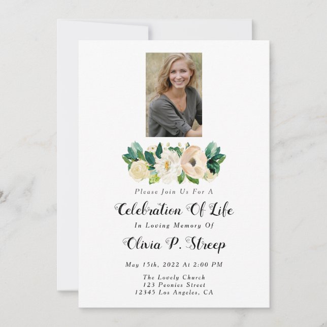 Celebration Of Life Invitations, Photo Invitation (Front)