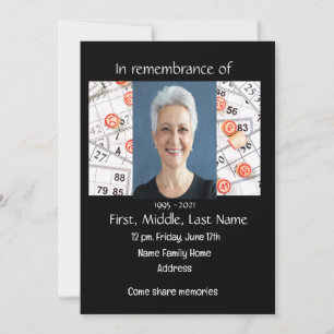 Celebration of Life Invite Bingo Game