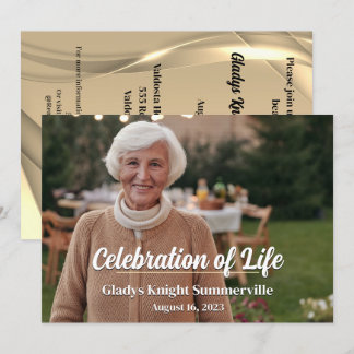 Celebration of Life | Landscape Golden Glow QRCode Invitation