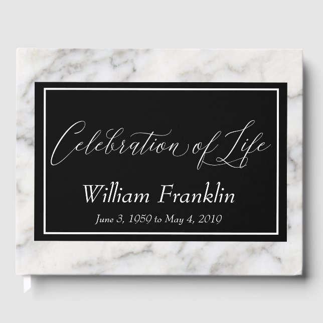 Celebration of Life Marble Stone Memorial Guest Book (Front)