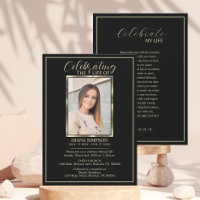 Celebration of Life Memorial Black Photo & Poem