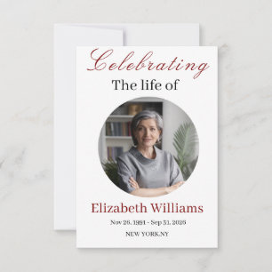 Celebration of Life Memorial Funeral Photo Foam Thank You Card
