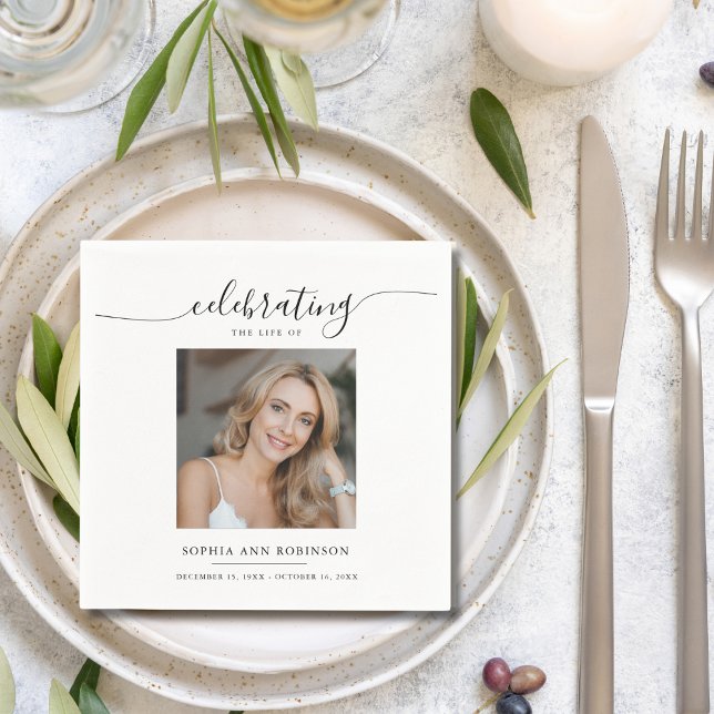 Celebration of Life Memorial Funeral Photo Napkin (Creator Uploaded)