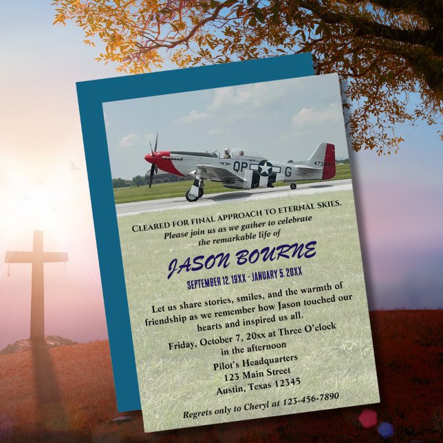 Celebration of Life Memorial Funeral Photo,Pilot Invitation (Creator Uploaded)