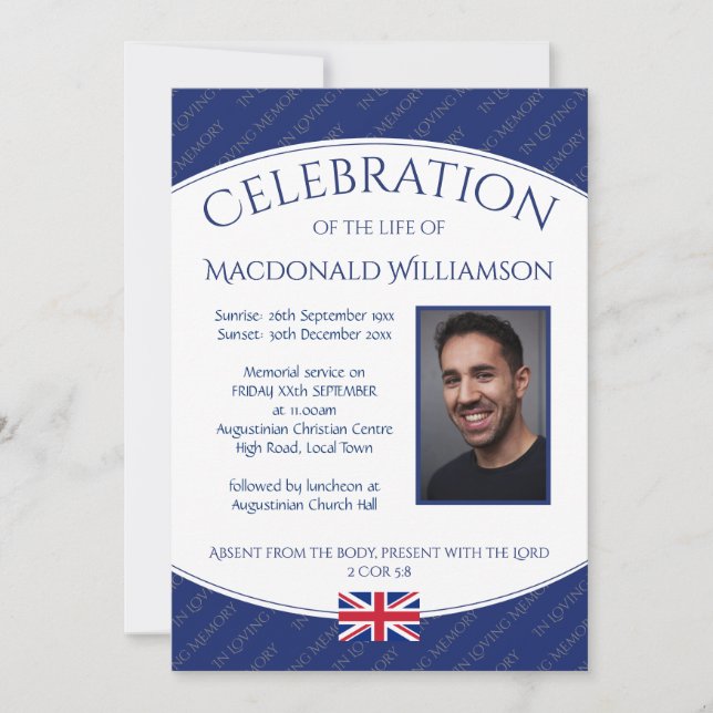 CELEBRATION OF LIFE Memorial Funeral Service Photo Invitation (Front)