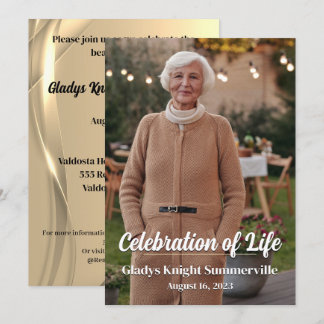 Celebration of Life Memorial | Golden Glow QR Code Invitation