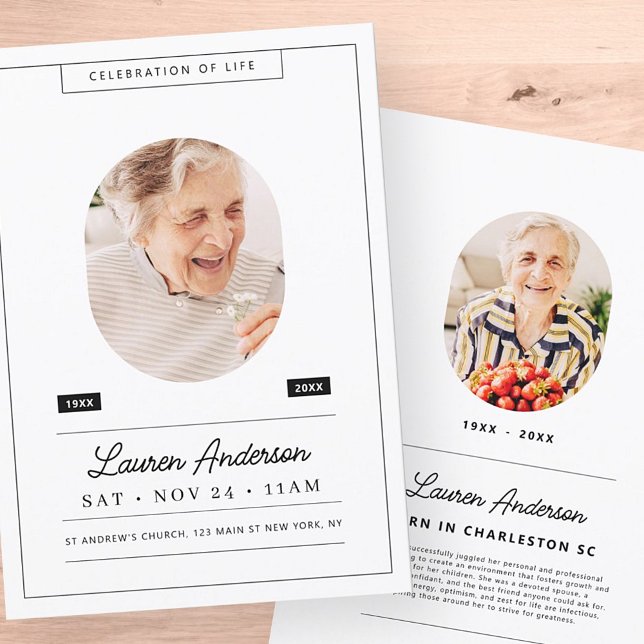 Celebration of Life Memorial Modern Simple Photo Invitation (Creator Uploaded)
