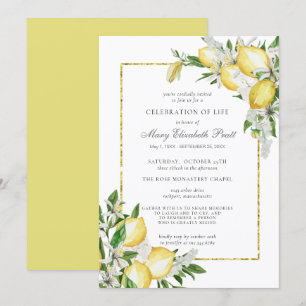 Celebration of Life Memorial Service Lemon Invitat Invitation