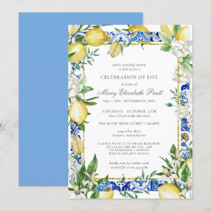 Celebration of Life Memorial Service Lemon Invitation