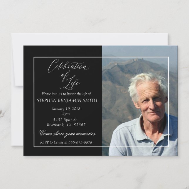 Celebration of Life Memorial Service Photo Custom Invitation (Front)