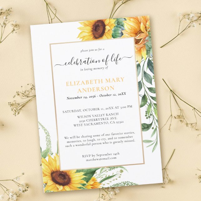 Celebration of Life Memorial Sunflower Invitation (Creator Uploaded)