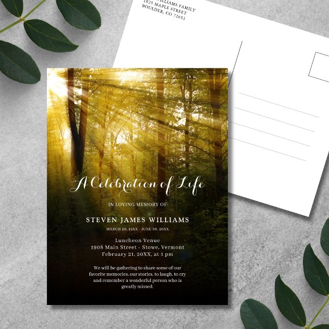 Celebration of Life Memorial Trees Postcard (Forest Celebration of Life Postcard)