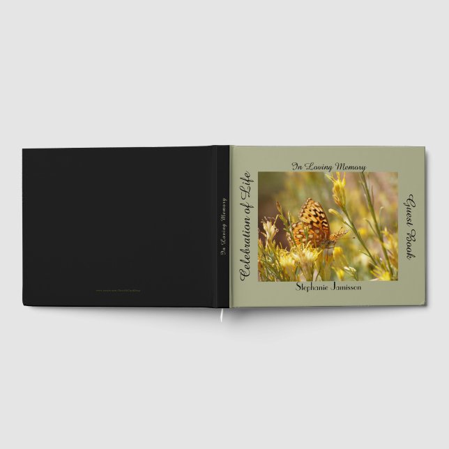 Celebration of Life Memory Book, Yellow Butterfly Guest Book (Full)
