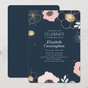 Celebration Of Life Modern Emboss Floral Flower Invitation
