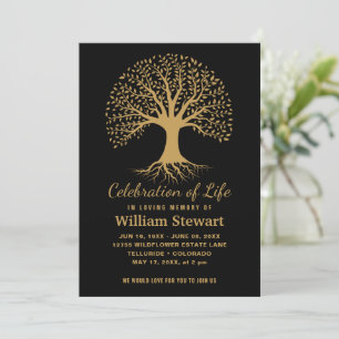 Celebration of Life Modern Funeral Vibrant Tree Invitation