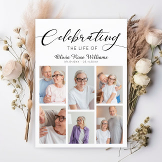 Celebration Of Life Modern Photo Funeral Memorial  Program