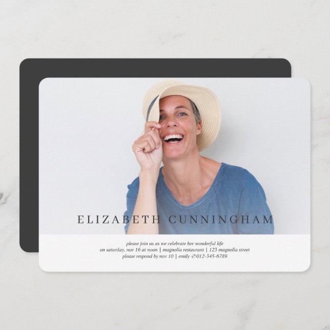 Celebration of Life Modern Simple Elegant Invitation (Front/Back)