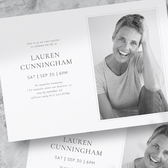 Celebration of Life Modern Simple Minimalist Photo Invitation (Creator Uploaded)