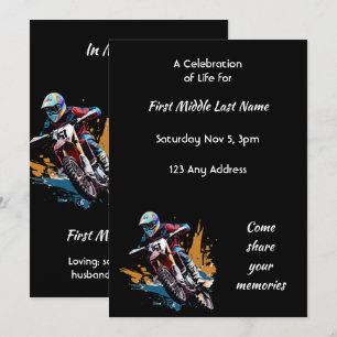 Celebration of Life Motocross Motorcycle Racing  Invitation